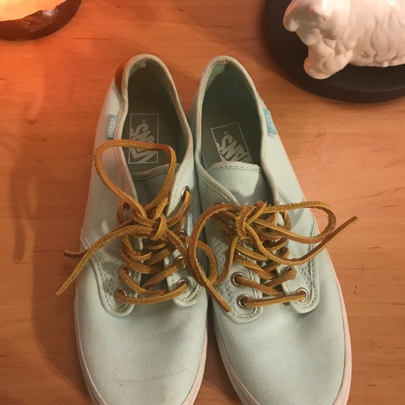 Mint Green Vans with Leather Laces - Picture 2 of 4